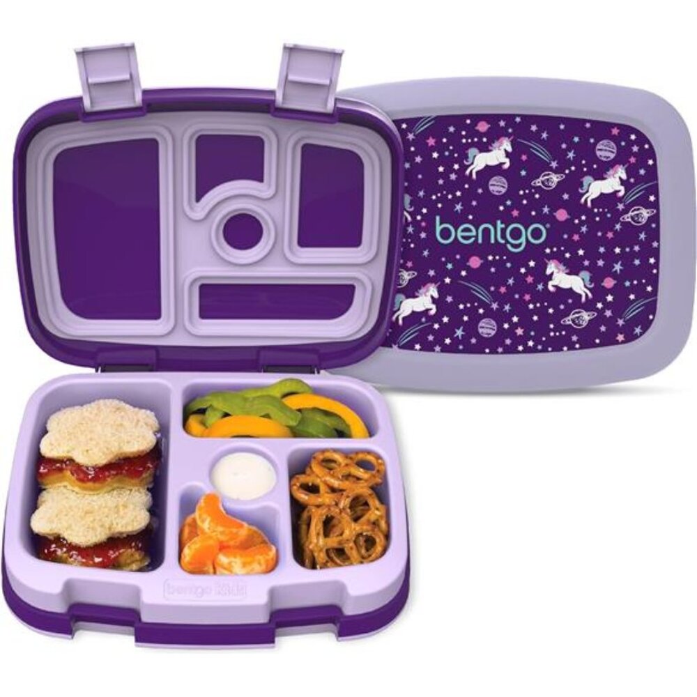 Kids Unicorn Purple Prints‎ Leak-Proof 5-Compartment Bento-Style Lunch Box